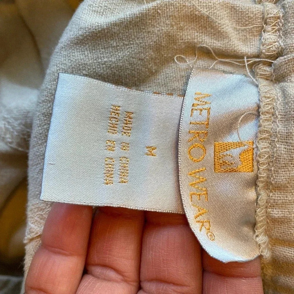 Metro Wear Linen Blend Casual Pull On Joggers Pants Women Size M Pockets - Picture 4 of 7